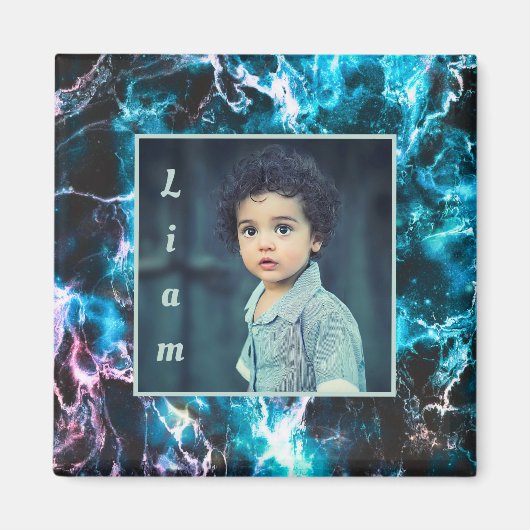 Blauwe marmer magneet (Voorkant)