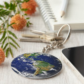 Blauwe marmer_Make Elke dag Dag Aarde Dag Sleutelhanger (Zijkant)