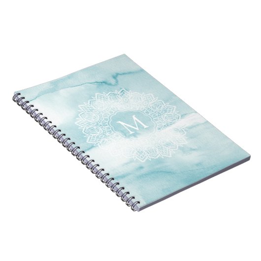 Blauwe marmer Mandala-pastel-laptop kalmeren Notitieboek (Rechterzijde)