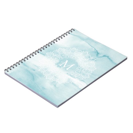 Blauwe marmer Mandala-pastel-laptop kalmeren Notitieboek (Linkerzijde)