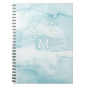 Blauwe marmer Mandala-pastel-laptop kalmeren Notitieboek (Voorkant)