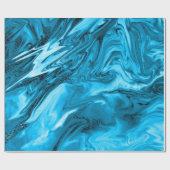 Blauwe marmer marmer Molten Pastel Glitter E Cadeaupapier (Vlak)