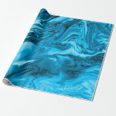 Blauwe marmer marmer Molten Pastel Glitter E Cadeaupapier (Uitgerold)