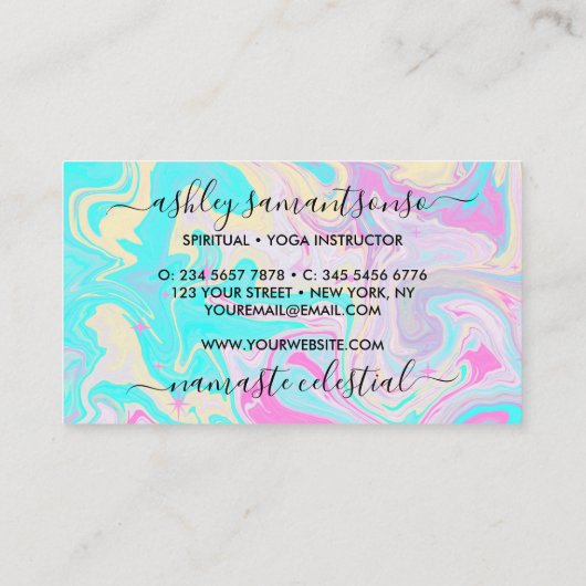 Blauwe marmer Mermaid moon spiritueel zodiac Visitekaartje (Achterkant)