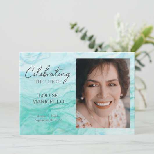 Blauwe marmer met fotografering van het leven kaart (Staand voorkant)