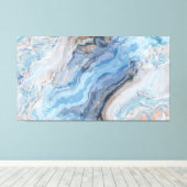 Blauwe marmer met Gold Black  decor Canvas Afdruk (Insitu (Houten vloer))