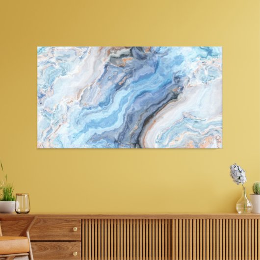 Blauwe marmer met Gold Black  decor Canvas Afdruk (Insitu (Woonkamer))