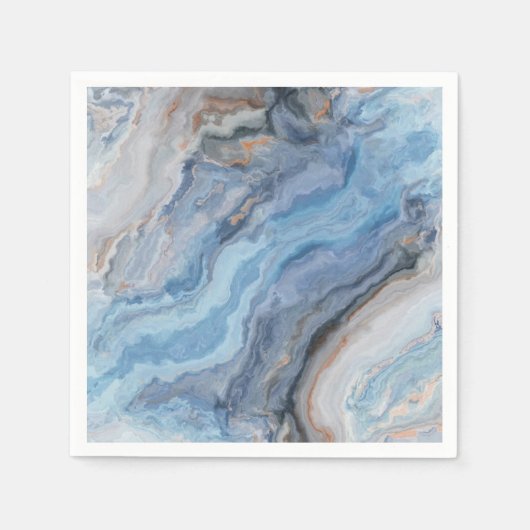 Blauwe marmer met Gold Black  decor Servet (Voorkant)