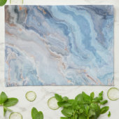 Blauwe marmer met Gold Black decor Theedoek (Gevouwen)