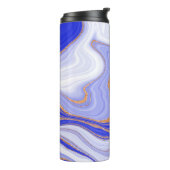 Blauwe marmer met gouden textuur thermosbeker (Gedraaid links)