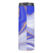 Blauwe marmer met gouden textuur thermosbeker (Achterkant)