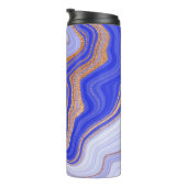 Blauwe marmer met gouden textuur thermosbeker (Geroteerd rechts)