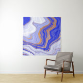 Blauwe marmer met gouden textuur wandkleed (In situ)