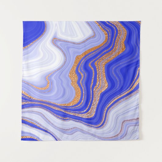 Blauwe marmer met gouden textuur wandkleed (Voorkant)