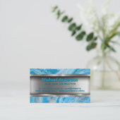 Blauwe marmer | Metaal Visitekaartje (Staand voorkant)