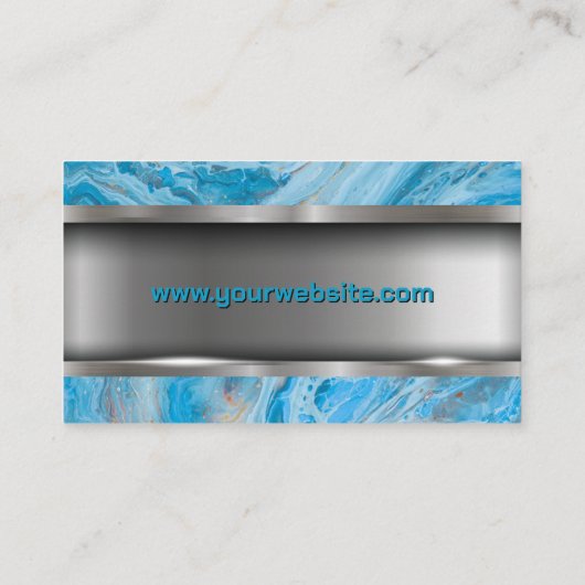 Blauwe marmer | Metaal Visitekaartje (Achterkant)