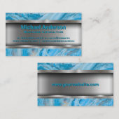 Blauwe marmer | Metaal Visitekaartje (Voorkant / Achterkant)
