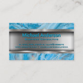 Blauwe marmer | Metaal Visitekaartje (Voorkant)