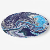 Blauwe marmer papieren bordje (Gekanteld)