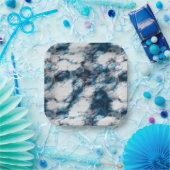 Blauwe marmer papieren bordje (Feest)