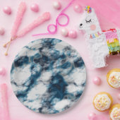 Blauwe marmer papieren bordje (Feest)