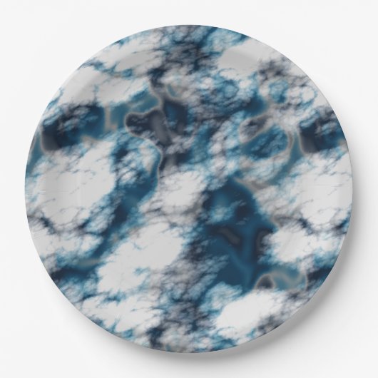 Blauwe marmer papieren bordje (Voorkant)
