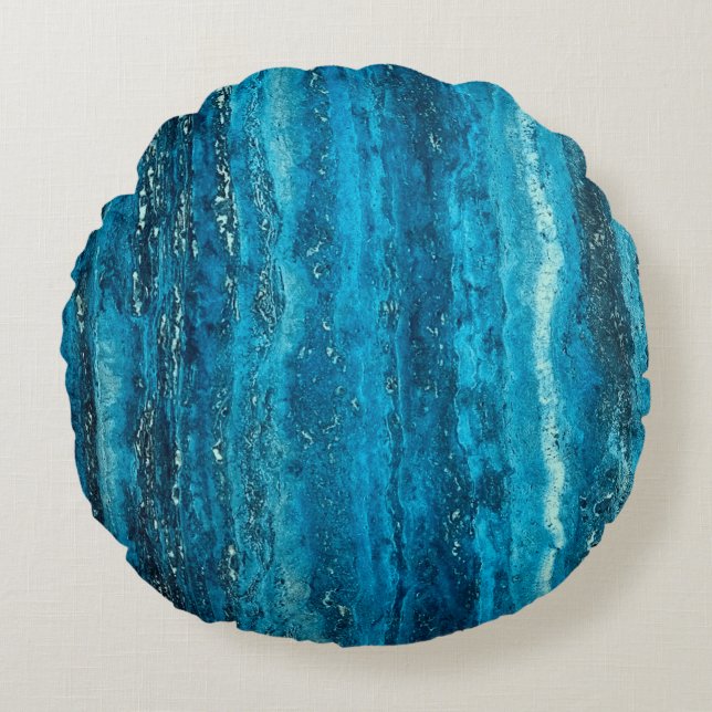 Blauwe marmer rond kussen (Voorkant)