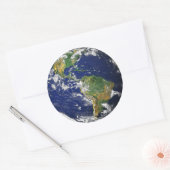 Blauwe marmer ronde sticker (Envelop)