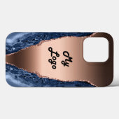 Blauwe marmer roos gouden business logo Case-Mate iPhone case (Achterkant (horizontaal))