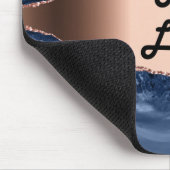 Blauwe marmer roos gouden business logo muismat (Hoek)