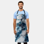 Blauwe marmer schort (Gedragen)