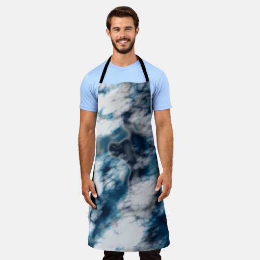 Blauwe marmer schort (Gedragen)