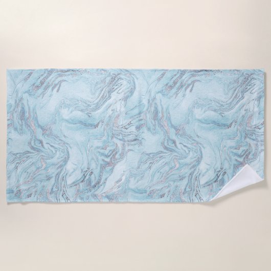 Blauwe marmer strandlaken (Voorkant)