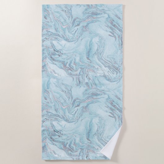 Blauwe marmer strandlaken (Voorkant)