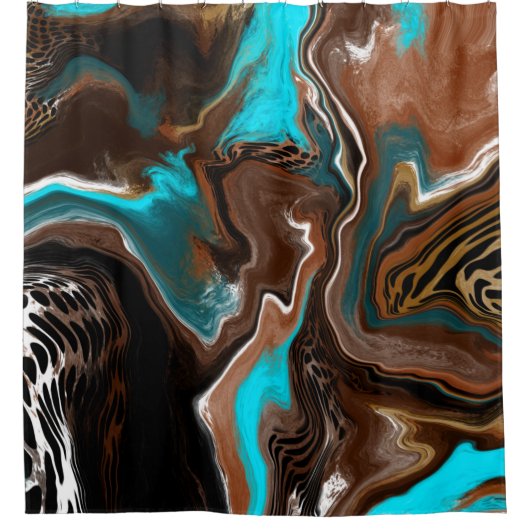 Blauwe marmer-strijkvloerkunst douchegordijn (Voorkant)