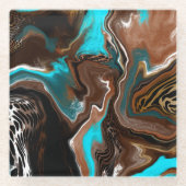 Blauwe marmer-strijkvloerkunst glazen onderzetter (Voorkant)