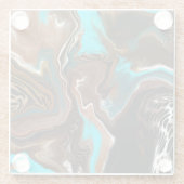 Blauwe marmer-strijkvloerkunst glazen onderzetter (Achterkant)