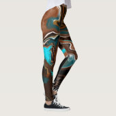 Blauwe marmer-strijkvloerkunst leggings (Rechts)