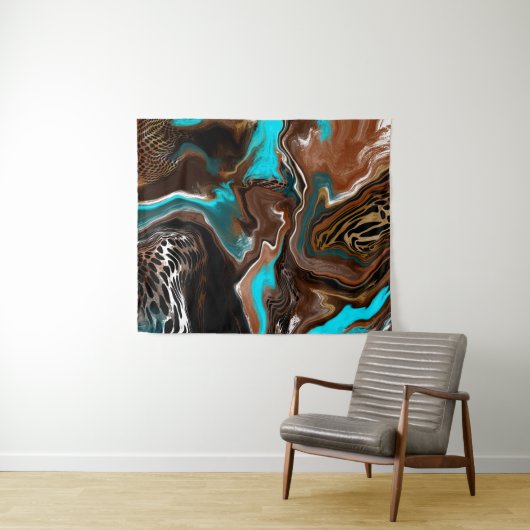 Blauwe marmer-strijkvloerkunst wandkleed (In Situ (horizontaal))