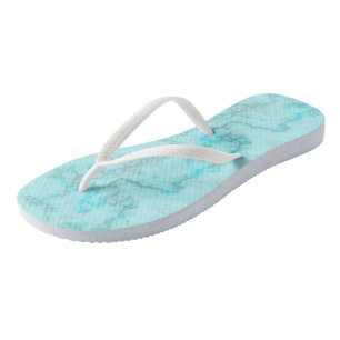 Blauwe marmer teenslippers