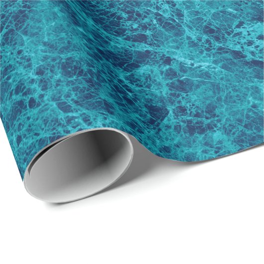 Blauwe marmer Terrazzo Structuur Cadeaupapier (Rol Hoek)