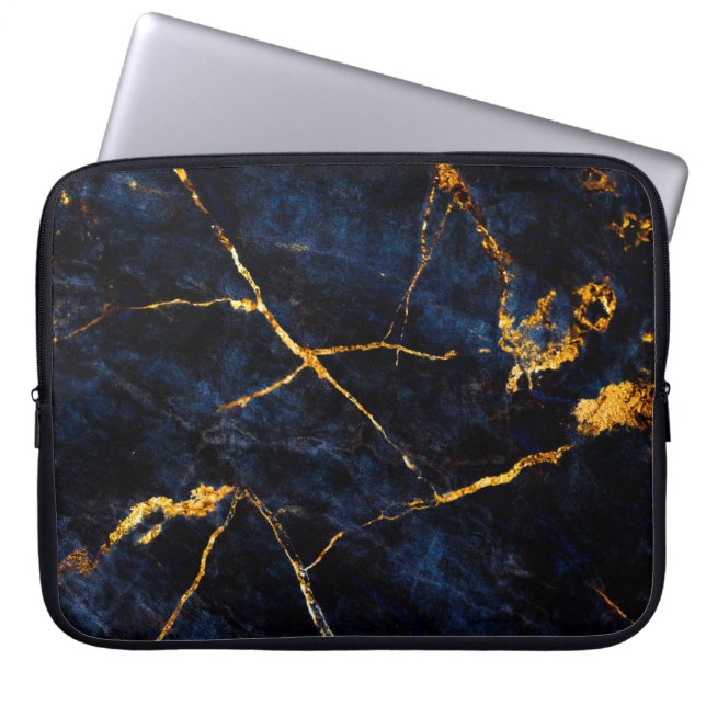 Blauwe marmer texture background, Italiaanse marme Laptop Sleeve (Voorkant)