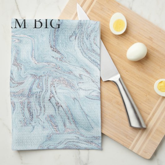 Blauwe marmer theedoek (Quarter Fold)