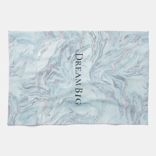 Blauwe marmer theedoek (Horizontaal)