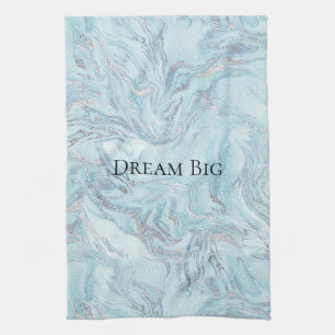 Blauwe marmer theedoek