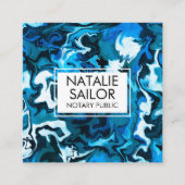 Blauwe marmer unieke, moderne, minimale publicitei vierkante visitekaartje (Voorkant)