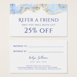 blauwe marmer verwijzingskaart visitekaartje