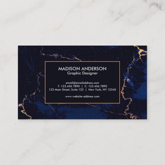 Blauwe marmer visitekaartje (Achterkant)