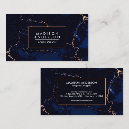 Blauwe marmer visitekaartje (Voorkant / Achterkant)