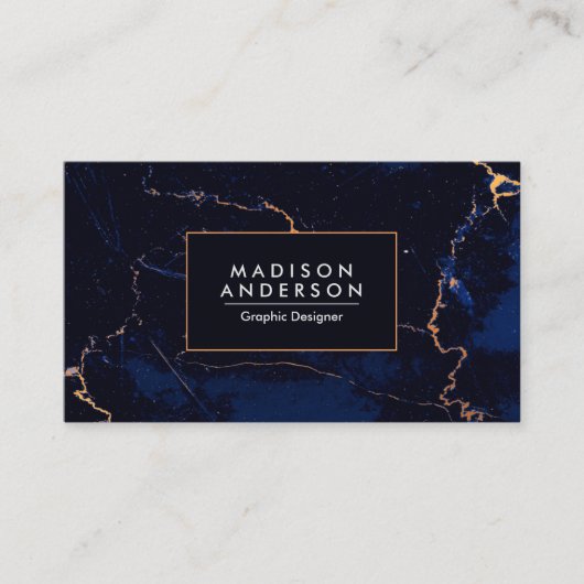 Blauwe marmer visitekaartje (Voorkant)